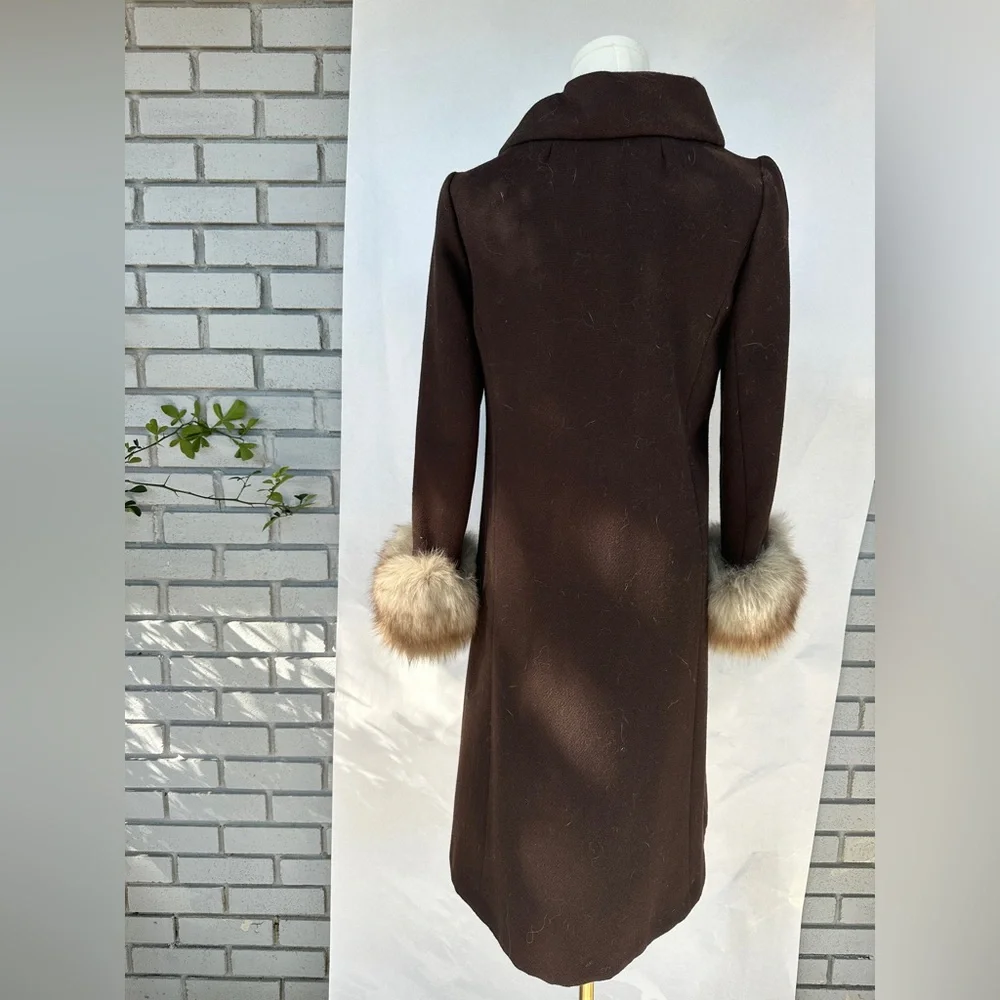 Mod Vintage 1960’s Forstmann Wool Coat Fur Cuffs - Picture 5 of 8